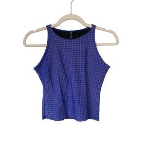 Onzie Flow Cropped Tank Top Size Small/Medium Sleeveless Blue Black Athleisure